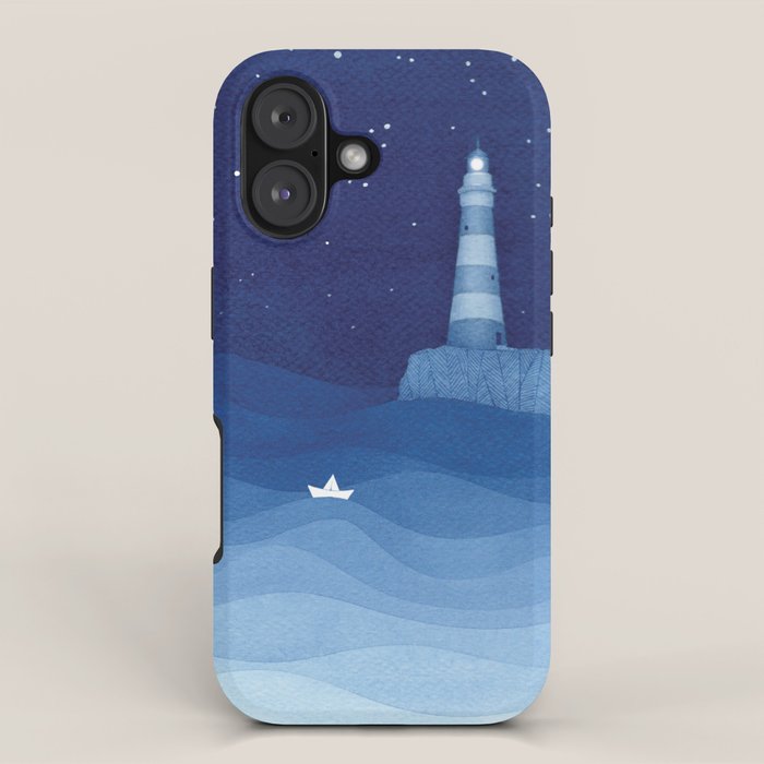 Lighthouse & the paper boat, blue ocean iPhone Case Gallery Image 1