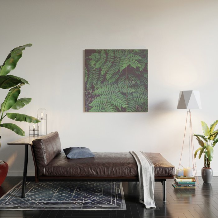 Green Woodland Fern forest leaf nature photograph Wood Wall Art Gallery Image 2