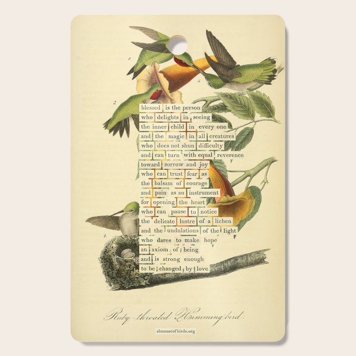 Ruby-throated Hummingbird Divination from # An Almanac of Birds # Divinations for Uncertain Days Cutting Board Gallery Image 1