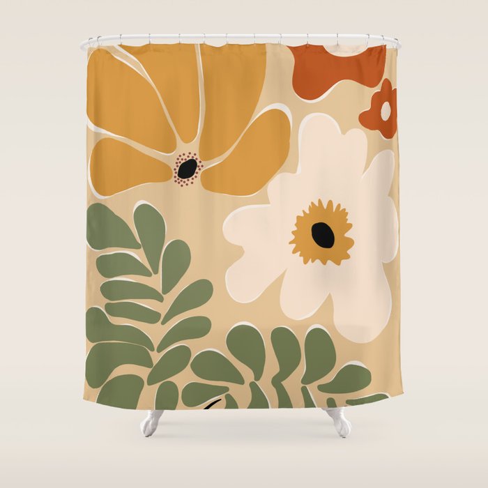 columbian old retro floral art print  Shower Curtain Gallery Image 1