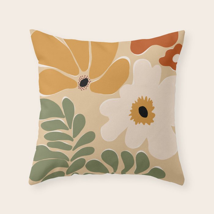 columbian old retro floral art print  Throw Pillow Gallery Image 6