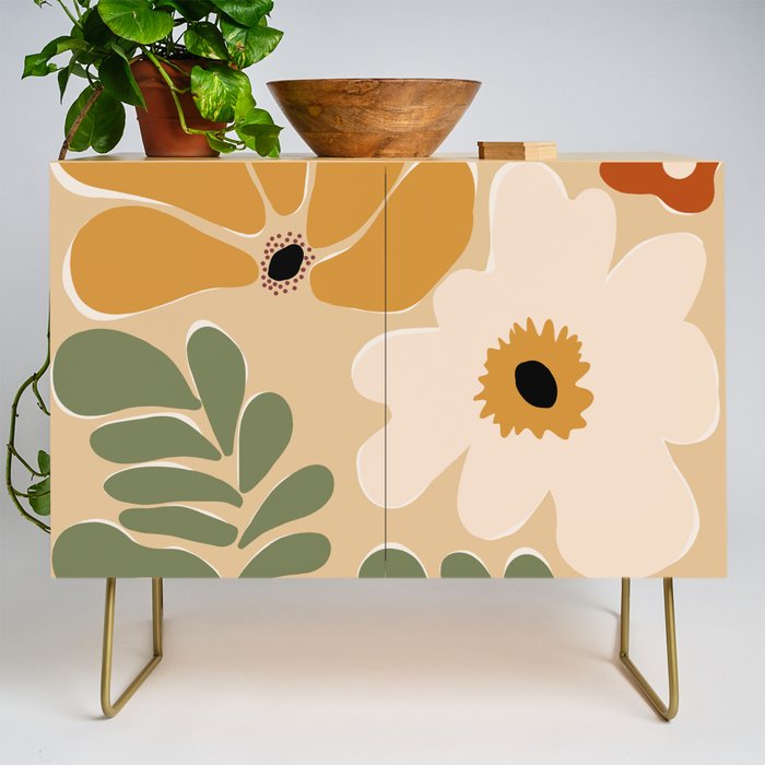 columbian old retro floral art print  Credenza Gallery Image 1