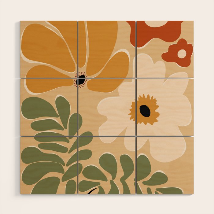 columbian old retro floral art print  Wood Wall Art Gallery Image 1