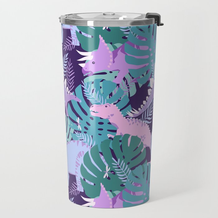 Jungle Dinosaur - Purple Travel Mug Gallery Image 2