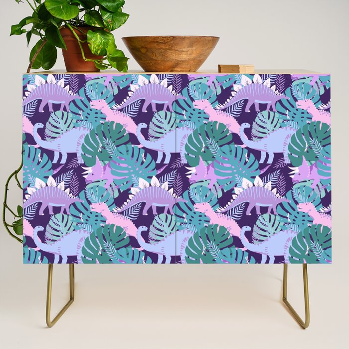 Jungle Dinosaur - Purple Credenza Gallery Image 1