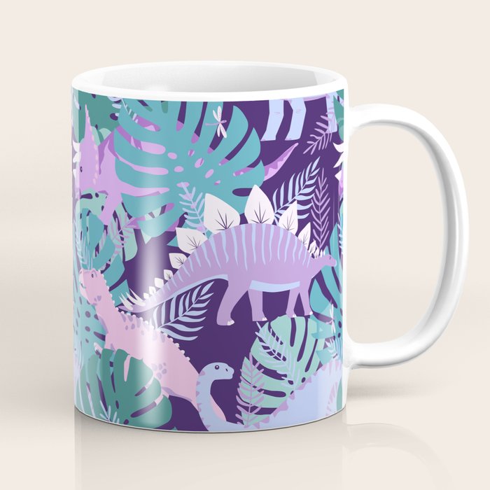 Jungle Dinosaur - Purple Coffee Mug Gallery Image 1