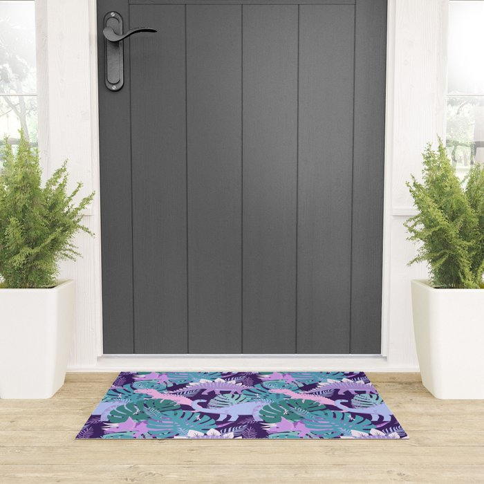 Jungle Dinosaur - Purple Welcome Mat Gallery Image 3