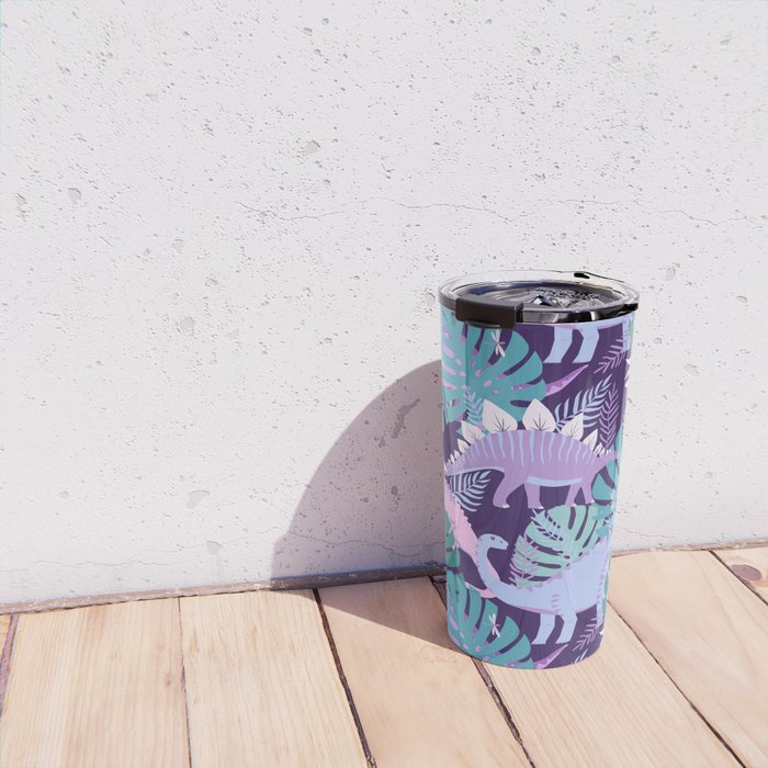 Jungle Dinosaur - Purple Travel Mug Gallery Image 4