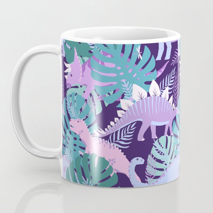 Jungle Dinosaur - Purple Coffee Mug Gallery Image 3
