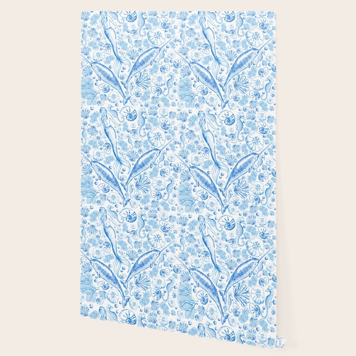 Mermaid Toile - Blue Wallpaper Gallery Image 2