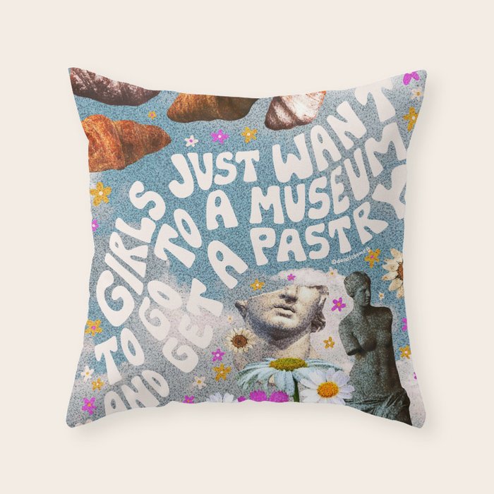 Girls Just Want to go to a Museum and Get a Pastry Throw Pillow Gallery Image 1