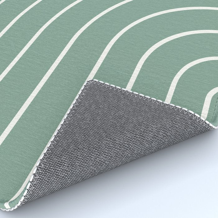 Minimal Arch XXXVII Natural Green Modern Geometric Lines Rug Gallery Image 4