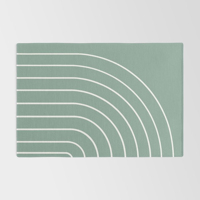Minimal Arch XXXVII Natural Green Modern Geometric Lines Rug Gallery Image 2