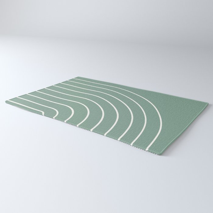 Minimal Arch XXXVII Natural Green Modern Geometric Lines Rug Gallery Image 3