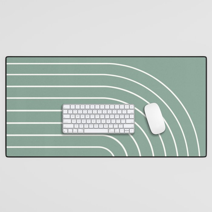 Minimal Arch XXXVII Natural Green Modern Geometric Lines Desk Mat Gallery Image 1