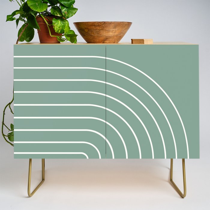 Minimal Arch XXXVII Natural Green Modern Geometric Lines Credenza Gallery Image 1
