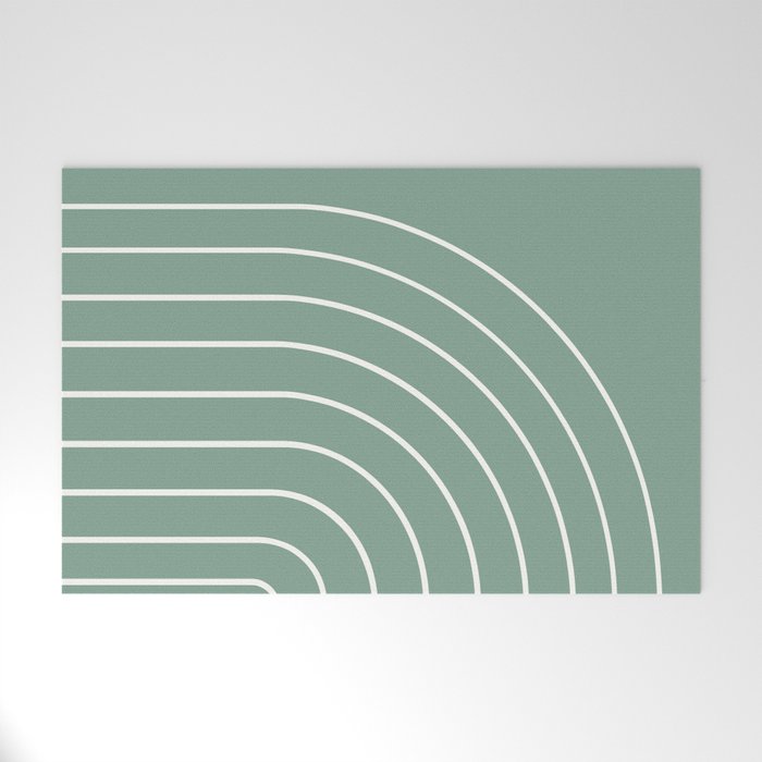 Minimal Arch XXXVII Natural Green Modern Geometric Lines Welcome Mat Gallery Image 1