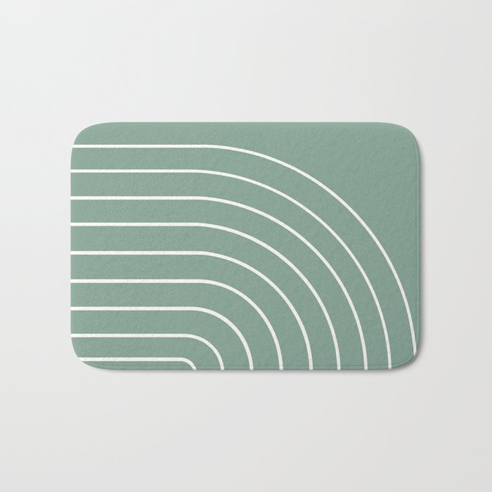 Minimal Arch XXXVII Natural Green Modern Geometric Lines Bath Mat Gallery Image 1