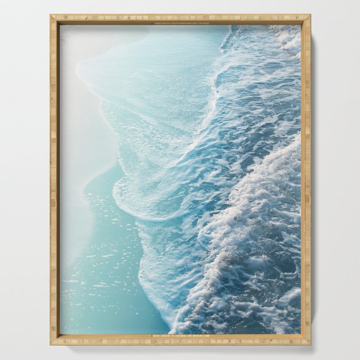 Soft Turquoise Ocean Dream Waves #1 #water #decor #art #society6 Serving Tray Gallery Image 1