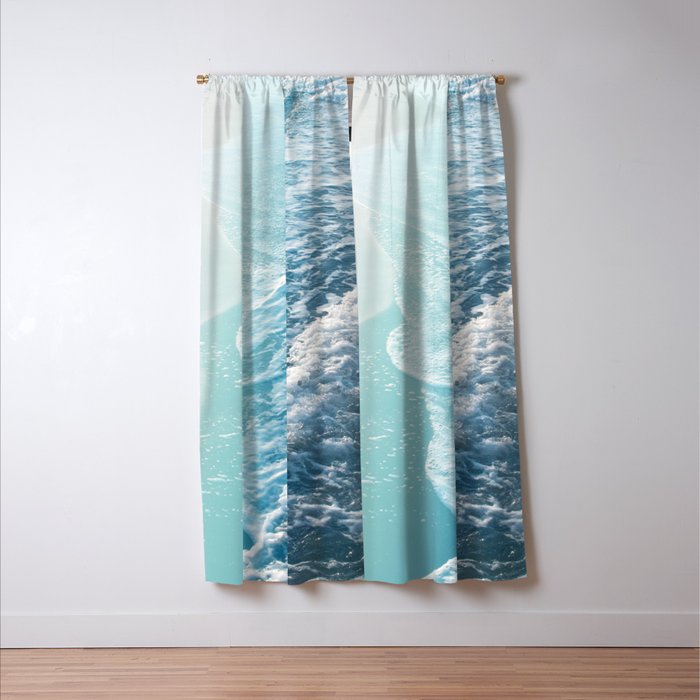 Soft Turquoise Ocean Dream Waves #1 #water #decor #art #society6 Window Curtain Gallery Image 3
