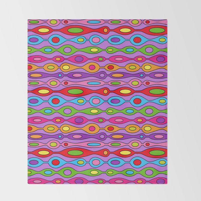 Mid Century Colorful Geometric Oval Pattern Throw Blanket Gallery Image 2