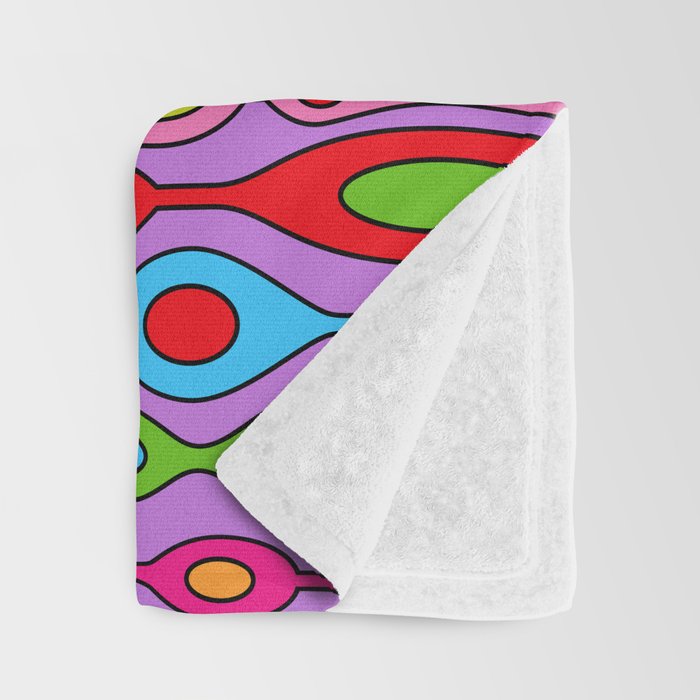 Mid Century Colorful Geometric Oval Pattern Throw Blanket Gallery Image 3
