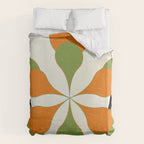 Mid-Century Modern Art 1.4 - Green & Orange Flower Duvet Cover Gallery Image 6