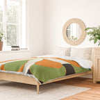 Mid-Century Modern Art 1.4 - Green & Orange Flower Duvet Cover Gallery Image 2