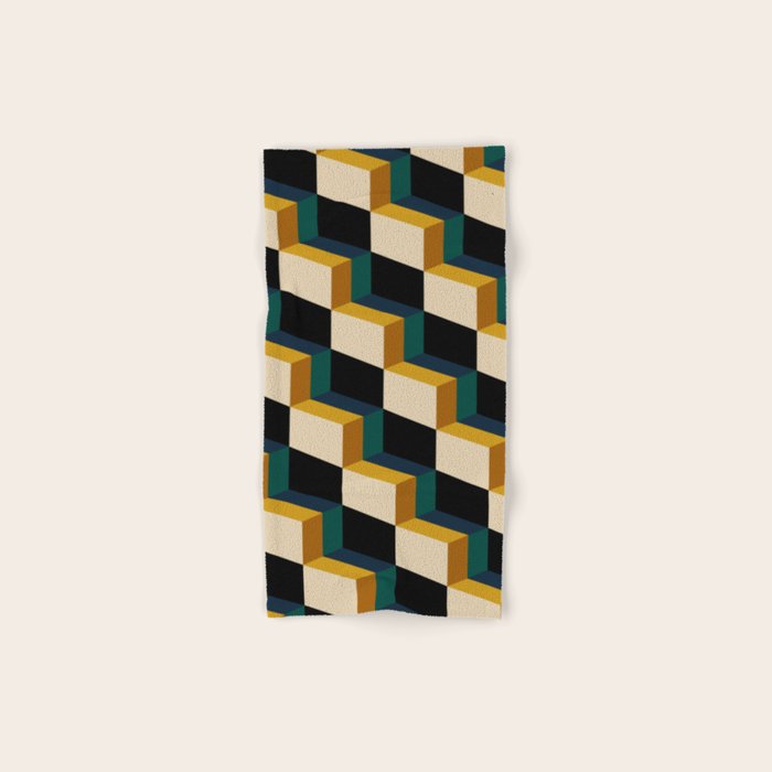 Cuboid Mid Century Abstract Shapes Pattern I Bath Towel Gallery Image 1