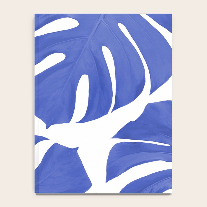 Blue Monstera Leaves White Background - Blue and White #decor #society6 #buyart Notebook Gallery Image 4