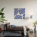 Blue Monstera Leaves White Background - Blue and White #decor #society6 #buyart Wood Wall Art Gallery Image 2