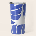 Blue Monstera Leaves White Background - Blue and White #decor #society6 #buyart Travel Mug Gallery Image 3