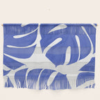 Blue Monstera Leaves White Background - Blue and White #decor #society6 #buyart Wall Hanging Gallery Image 1