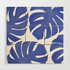 Blue Monstera Leaves White Background - Blue and White #decor #society6 #buyart Wood Wall Art Gallery Image 1