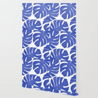 Blue Monstera Leaves White Background - Blue and White #decor #society6 #buyart Wallpaper Gallery Image 2
