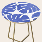 Blue Monstera Leaves White Background - Blue and White #decor #society6 #buyart Side Table Gallery Image 2