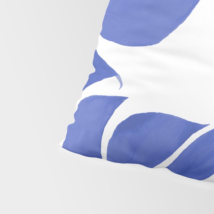 Blue Monstera Leaves White Background - Blue and White #decor #society6 #buyart Pillow Sham Gallery Image 4