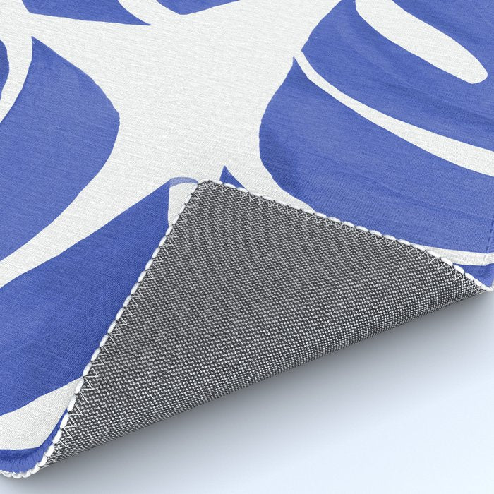 Blue Monstera Leaves White Background - Blue and White #decor #society6 #buyart Rug Gallery Image 4