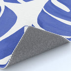 Blue Monstera Leaves White Background - Blue and White #decor #society6 #buyart Rug Gallery Image 4