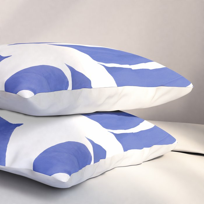 Blue Monstera Leaves White Background - Blue and White #decor #society6 #buyart Pillow Sham Gallery Image 3