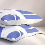 Blue Monstera Leaves White Background - Blue and White #decor #society6 #buyart Pillow Sham Gallery Image 3