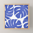 Blue Monstera Leaves White Background - Blue and White #decor #society6 #buyart Mini Art Print Gallery Image 1