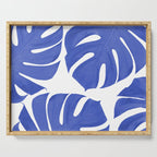Blue Monstera Leaves White Background - Blue and White #decor #society6 #buyart Serving Tray Gallery Image 1
