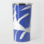 Blue Monstera Leaves White Background - Blue and White #decor #society6 #buyart Travel Mug Gallery Image 1