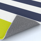 Modern Classy Navy Blue Lime Green STRIPES Rug Gallery Image 4