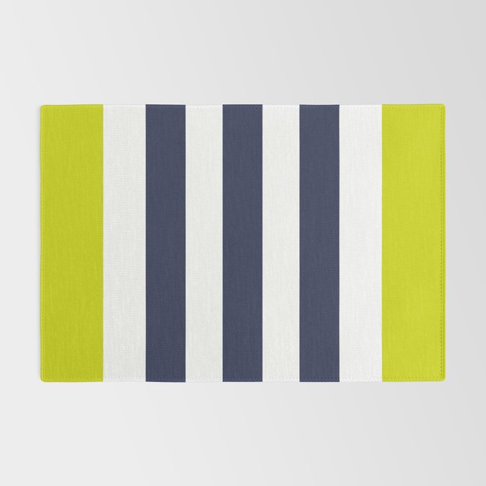 Modern Classy Navy Blue Lime Green STRIPES Rug Gallery Image 2