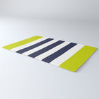 Modern Classy Navy Blue Lime Green STRIPES Rug Gallery Image 3
