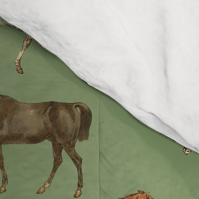 Wild Horses  Sage Green Toile Pattern  Comforter Gallery Image 4