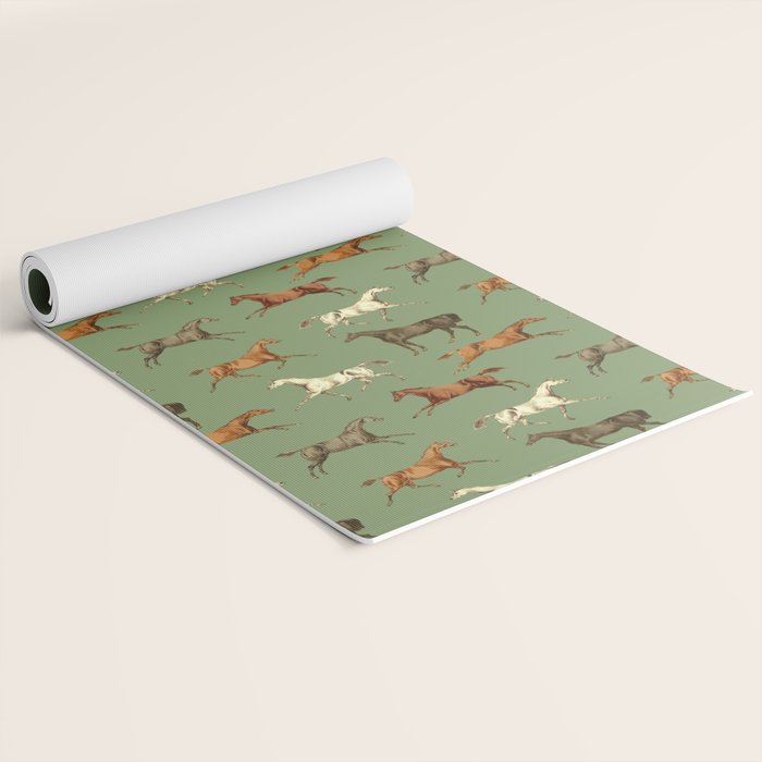 Wild Horses  Sage Green Toile Pattern  Yoga Mat Gallery Image 2