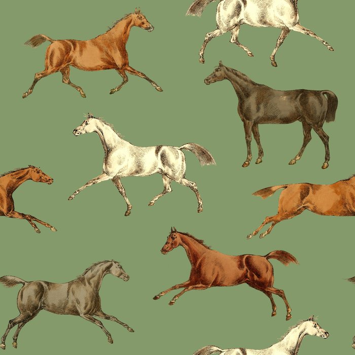 Wild Horses  Sage Green Toile Pattern  Coffee Mug Gallery Image 2